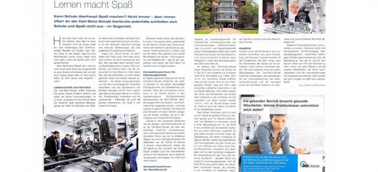 Die CBS im Magazin der Kreishandwerkerschaft Region Karlsruhe